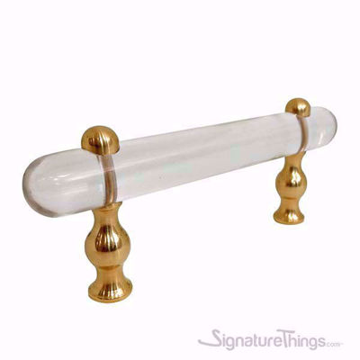 SignatureThings.com Brass Hardware Shaped Lucite and Brass Pull - 3/4 D Spherical/ Flat End