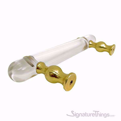 SignatureThings.com Brass Hardware Shaped Lucite and Brass Pull - 3/4 D Spherical/ Flat End