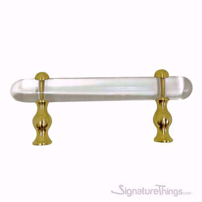 SignatureThings.com Brass Hardware Shaped Lucite and Brass Pull - 3/4 D Spherical/ Flat End