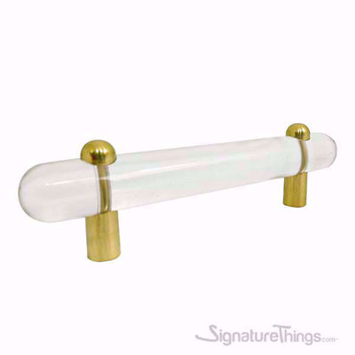 SignatureThings.com Brass Hardware Shaped Lucite and Brass Pull - 3/4 D Spherical/ Flat End
