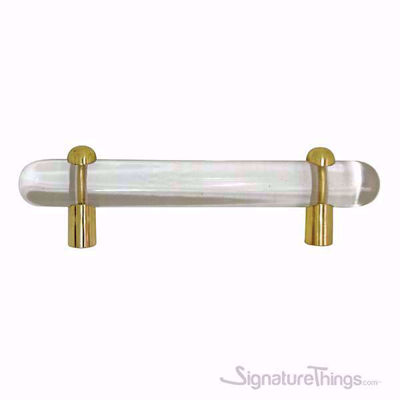 SignatureThings.com Brass Hardware Shaped Lucite and Brass Pull - 3/4 D Spherical/ Flat End