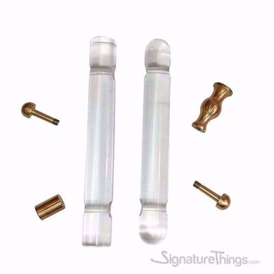 SignatureThings.com Brass Hardware Shaped Lucite and Brass Pull - 3/4 D Spherical/ Flat End