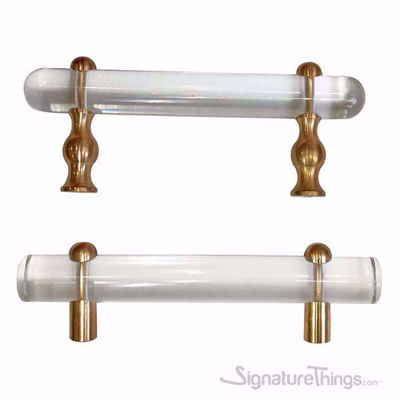 SignatureThings.com Brass Hardware Shaped Lucite and Brass Pull - 3/4 D Spherical/ Flat End