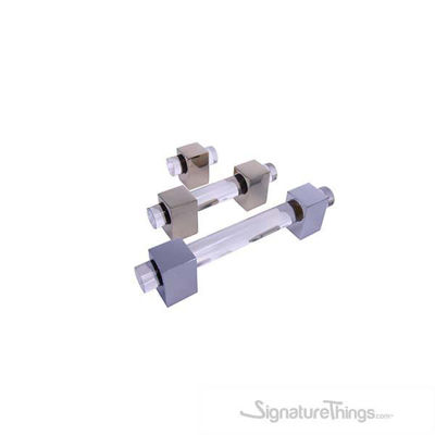 SignatureThings.com Brass Hardware Modern Cube Lucite Cabinet Pulls - 3/4" Dia