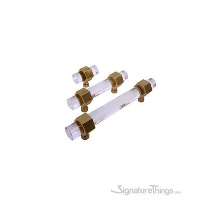 SignatureThings.com Brass Hardware Hex Ring Lucite and Brass Drawer Pulls - 3/4" Dia