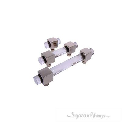 SignatureThings.com Brass Hardware Modern Cube and Crown Lucite Cabinet Pulls - 3/4" Dia
