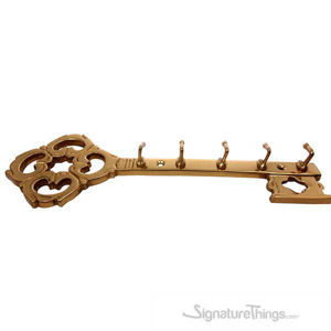 Victorian Brass Key Holder - 6 Key Hook Rack