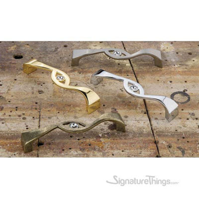 SignatureThings.com Brass Hardware Crystal Diamond on Chrome Cabinet Handle