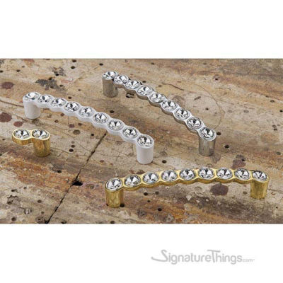 SignatureThings.com Brass Hardware Round Swarovski Crystal Cabinet Handle