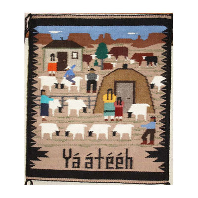 SignatureThings.com Brass Hardware Navajo Pictorial Rug ELLA