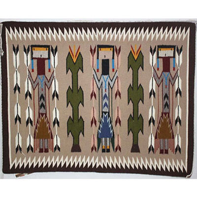SignatureThings.com Brass Hardware Yei Navajo Rug PW
