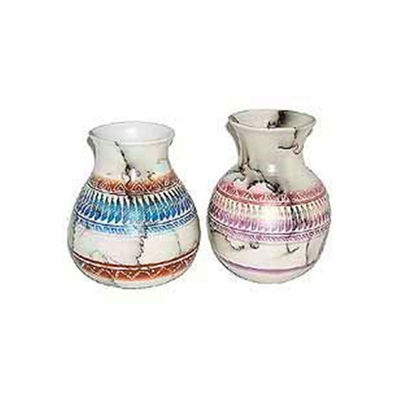 HORSE HAIR COLORED BAND POTTERY 135 - Navajo Indian Handmade Pottery
