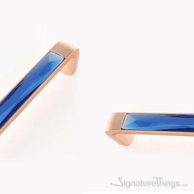 SignatureThings.com Brass Hardware Blue Amber Crystal Glass Handle Round Corner