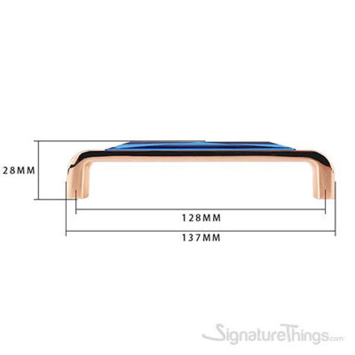 SignatureThings.com Brass Hardware Blue Amber Crystal Glass Handle Round Corner