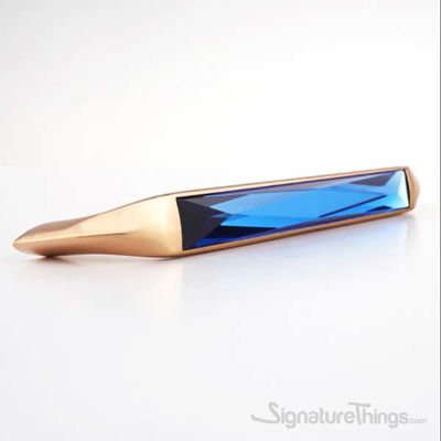 SignatureThings.com Brass Hardware Blue Amber Crystal Door Handle Designer Corner