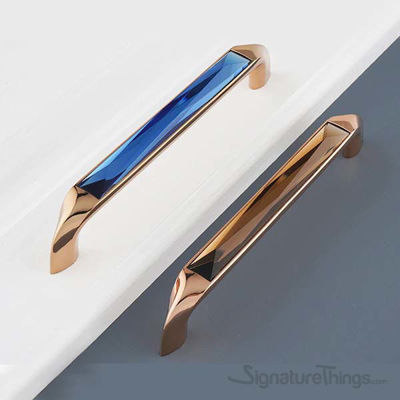 SignatureThings.com Brass Hardware Amber Crystal Handle Designer Corner