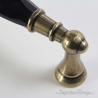 SignatureThings.com Brass Hardware Retro Style Black Crystal Handle