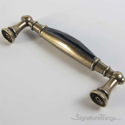 SignatureThings.com Brass Hardware Retro Style Black Crystal Handle