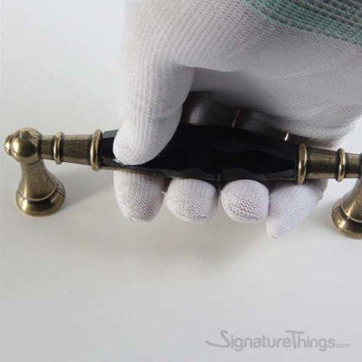 SignatureThings.com Brass Hardware Retro Style Black Crystal Handle