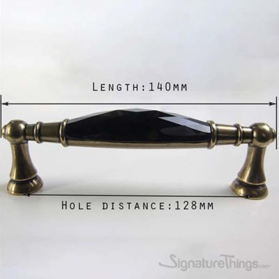 SignatureThings.com Brass Hardware Retro Style Black Crystal Handle
