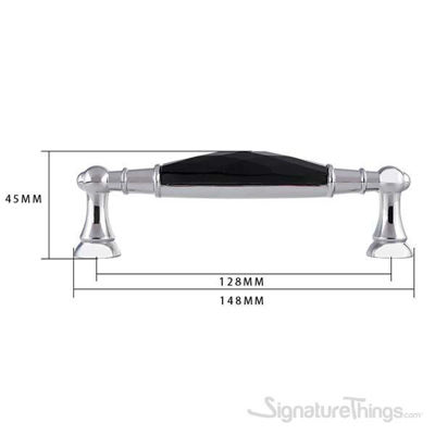 SignatureThings.com Brass Hardware Retro Style Silver Black Crystal Handle
