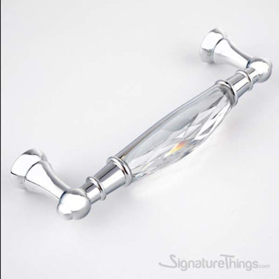 SignatureThings.com Brass Hardware Retro Style Silver White Crystal Door Handle