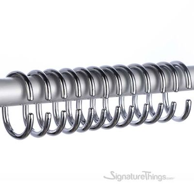 Brass C Shaped Curtain Rings Set of 12 - Polished Chrome